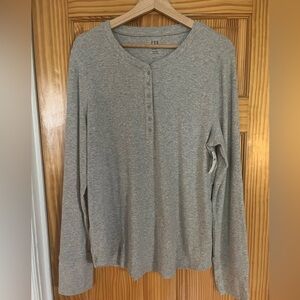 NWT Gap Heather Grey Ribbed Henley Long Sleeve T-shirt Size XL Tall